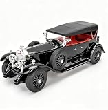 TGRCM-CZ 1/24 Rolls Royce Phantom 1 Vintage Auto Modell Auto, Zinklegierung Zurückziehen Fahrzeuge Modell Auto mit Klang und Licht für Sammler & Kinder 3 Jahre alt Geburtstagsgeschenk (schwarz)