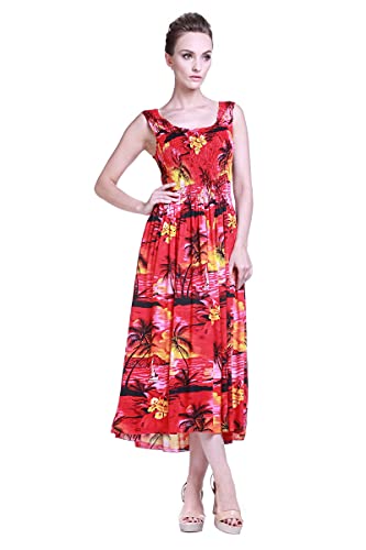 Image of Hawaii Hangover Family Matching Hawaiian Clothes, Sunset Red | Family matching Hawaiian outfits, Sunset Red, lightweight rayon, machine washable, tropical floral print, luaus, cruises