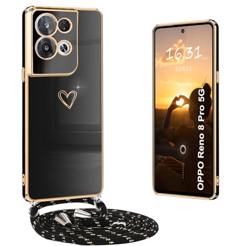 Yutwo Handykette Oppo Reno 8 Pro 5G Hülle mit Band, Handyhülle Oppo Reno 8 Pro 5G mit Band Stoßfeste Hülle...