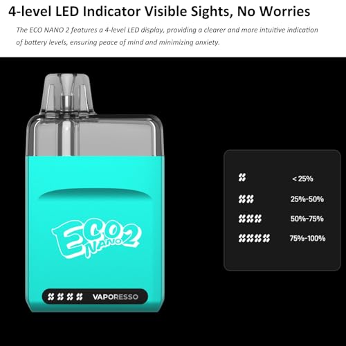 Vaporesso ECO Nano 2 Pod Kit| 6ML MTL Starter Kit Built in 1000mAh Battery with 0.6ohm ECO Nano Cartridge reach to 18000 Puffs No Nicotine No Liquid (Nachtdunkel)