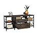 Sauder Steel River Industrial Storage Credenza with Drawers, Carbon Oak Finish
