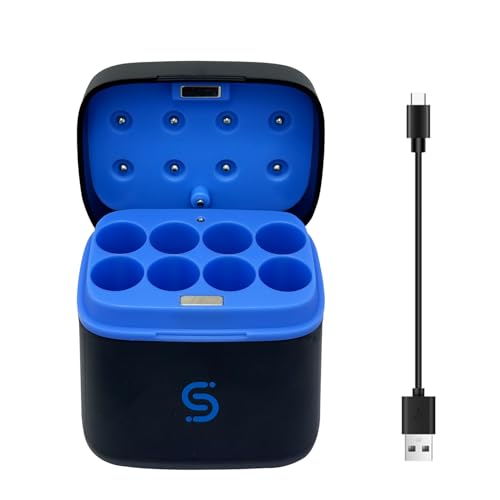 SLODA Étui de charge pour batteries au lithium 1,5 V et NiMH 1,2 V avec indicateurs LED, organisateur compact et portable avec câble de charge