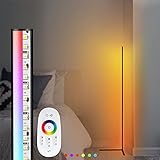 Fousômo lámpara de pie para esquina para sala de estar, moderno cambio de color RVA minimalista lámpara de pie de Metal con Control remoto, regulable 20W, negro