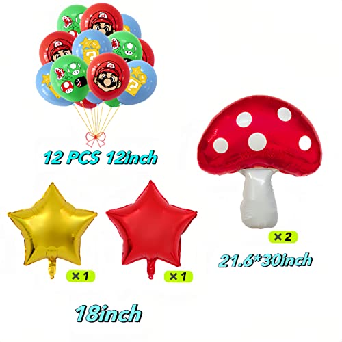 Cymylar Mari-O Party Balloon Decorations Video Game Party Decorations Balloons Mari-O And Luig-I Bros Game Balloons For Boy Or Kids Birthday (Mari-O Balloon Set 03) #TOP2