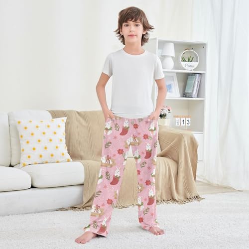 Boys' Pants Christmas Rabbit Animal Gift Long Bottoms Jogger Pants Elastic Waist Trousers with Pockets S-XL3