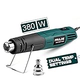 Heat Gun Dual Temp, PRULDE Mini Hot Air Gun 480°F-850°F with one nozzle for Crafts DIY, Epoxy Resin, Shrink Wrap, Electronics, Embossing
