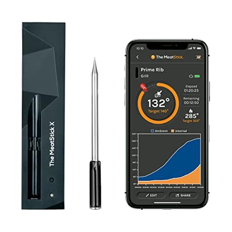 The MeatStick X | 260ft Wireless Meat Thermometer Withstanding High Temperature for BBQ, Smoker, Oven, Deep Frying, Sous Vide, Stove Top, Rotisserie, Kamado Cover
