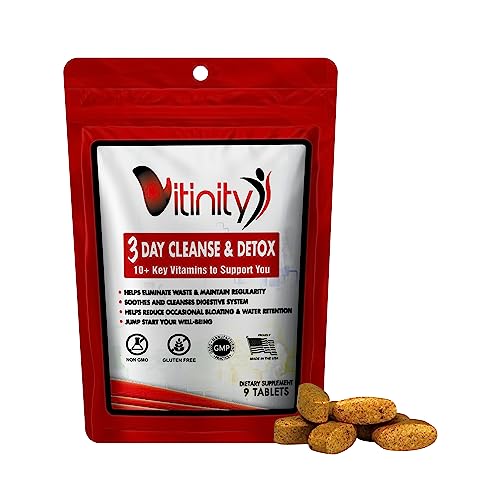 VITINITY 3 Day Detox - Natural Whole Body Detox Pills - Colon Cleanse for Digestive Health - Herbal Supplement for Weight, Bloating, & Constipation Relief - Apple Cider Vinegar & Cayenne Pepper (1)