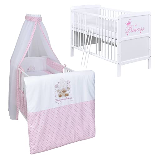 Generisch Baby Delux Babybett Komplett Set Kinderbett umbaubar zum Juniorbett weiß 140x70 Princess Bettwäsche mehrteilig (Twinkle Star Rosa) Generisch Baby Delux Babybett Komplett Set Kinderbett umbaubar zum Juniorbett weiß 140x70 Princess Bettwäsche mehrteilig (Twinkle Star Rosa)