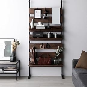 [専用]高さ調整可能なオシャレな黒の突っ張り棒 丸い木製の棚2個付 専用]高さ調整可能なオシャレな黒の突っ張り棒 丸い木製の棚