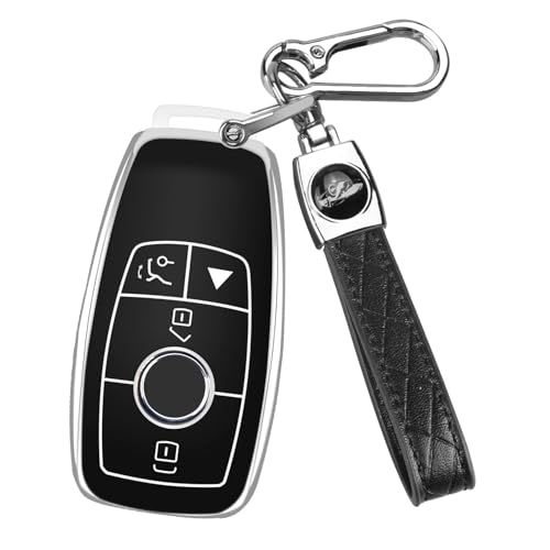 Image of QBUC for Mercedes Benz Key Fob Cover with Keychain(Black)