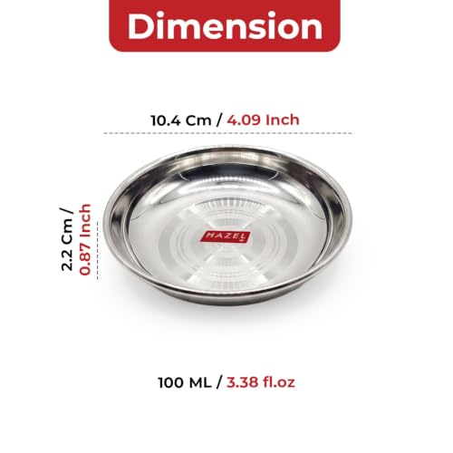 Image of HAZEL Mini Stainless Steel Halwa Plate 100ml Set of 6 Snack Plates
