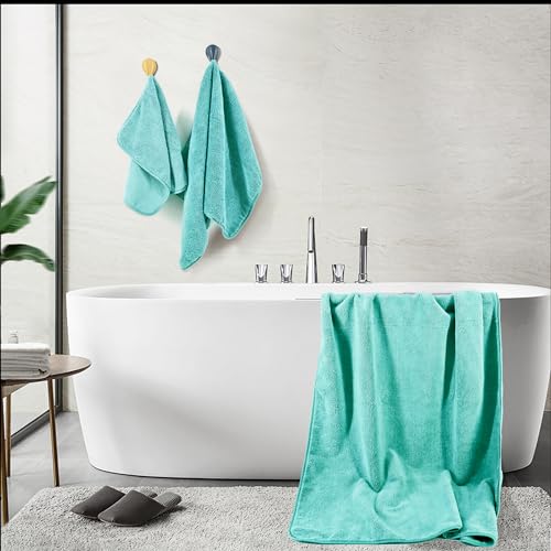 Miniatura 3 de Polyte Juego De 6 Toallas De Baño De Microfibra De Secado Rápido Sin Pelusas, De Gran Tamaño, 60 X 30 Pulgadas, Color Aguamarina