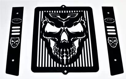 Image of Motorcycle Radiator Guard Protector Grill for (JAWA Skull Black)