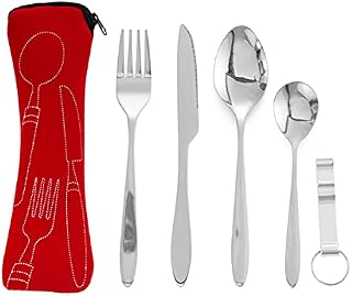 Bramble - 5 Pcs Premium Stainless Steel Portable Cutlery Set with Case - Red