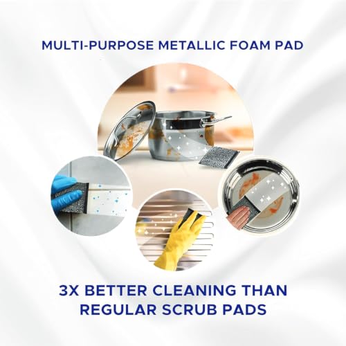 Image of Black Scrubbing Sponge Pads for Kitchen Cleaning, Pack of 6