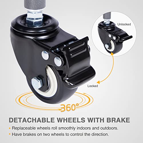 EVER ADVANCED Rolling Ball Storage Cart with Lockable Wheels, 33 x 22.8in Collapsible Garage Sports Equipment Organizer for Volleyball Basketball Tennis Toy Storage Multi-Sport Family Gym