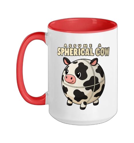 Physics Assume A Spherical Cow Funny Science Ceramic Mug, Red/White, 15oz