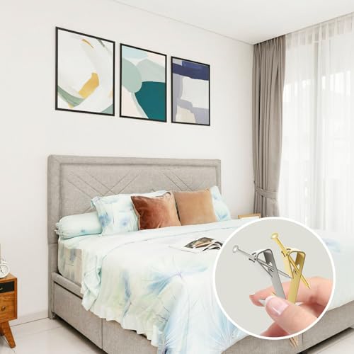 Image of Silver Picture Hangers, 136 PCS Heavy Duty Picture Hanging Hooks with Nails on Drywall /Wooden Wall, Metal Hardware Kit for Pictures, Frame, Mirror, Holds 10-100 LBS