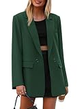 PRETTYGARDEN Fall 2025 Blazers for Women Business Casual Long Sleeve Lapel Pockets Dressy Suit Jackets Work Office Clothes (Dark Green,Large)