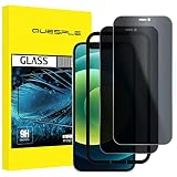 QUESPLE [2 Pièces] Verre Trempé Anti Espion pour iPhone 12 Mini 5,4 Pouces, Film de Confidentialité Protection en Écran, Équipé d'un Outil d'Alignement Simple [Dureté 9H ][Compatible Coque]