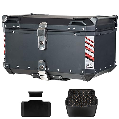 Top Case Moto en Aluminium 66L - Coffre Haute Qualité avec Dossier Confort