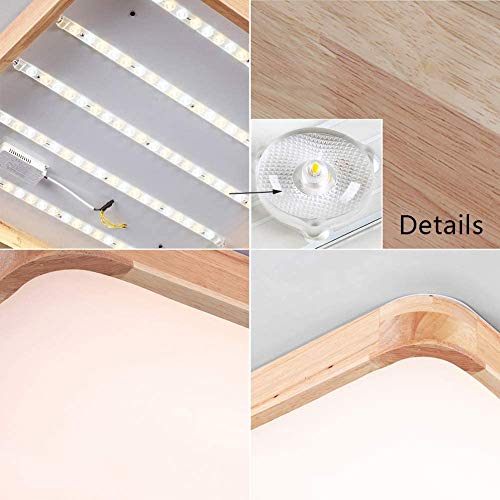 Plafonnier LED carré en bois 60 cm à intensité réglable