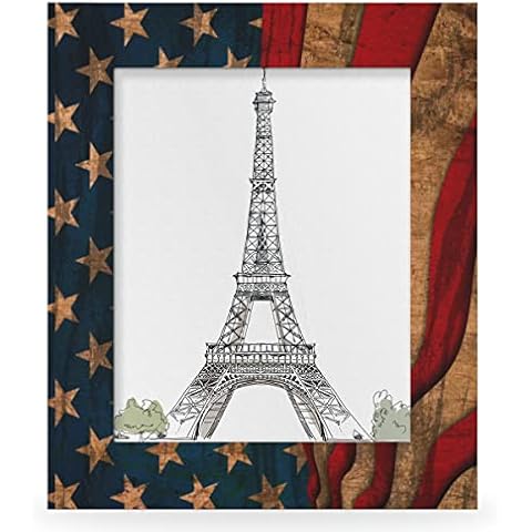 Mardesigns American Flag 8x10 Picture Frame, Vintage USA Flag Wall Gallery Photo Frames Fits 8 x10 or 6x8 Picture for Table Top Display and Wall Photo Frame Cover