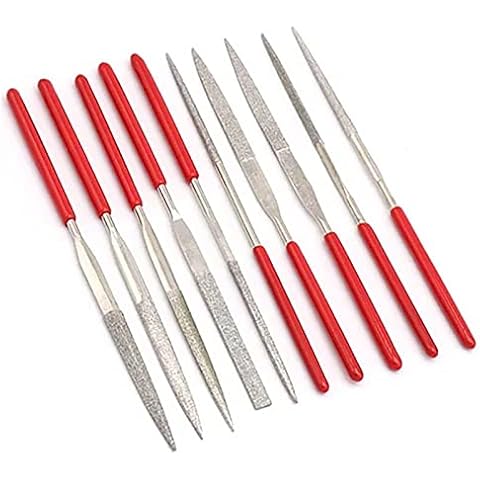 Diamond File,10 Pcs Assorted Styles Diamond Files 140 x 3 mm Diamond File Sharpening Tools Mini File Small Needle File for Polishing Machines Jewelry Glass Stone Wood DIY Carving Cover