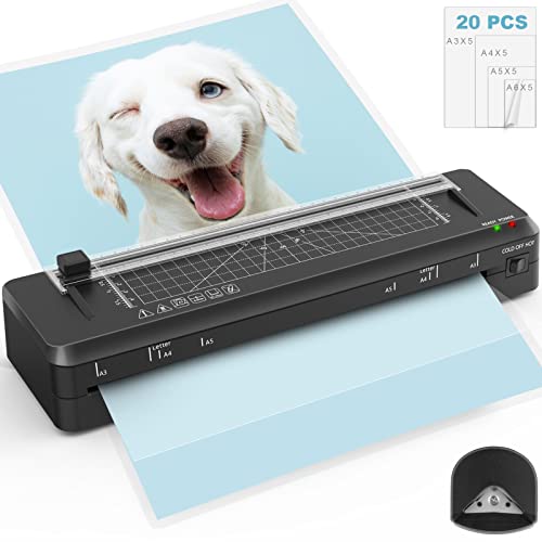 Laminator, A3/A4/A5 Laminator Machine, 13 Inch 60S Fast Warm-Up Thermal Laminator, 4 In 1 Laminating Machine With Cutter, Protractor, Corner Rounder, 20 Laminating Pouches, For Home Office School Use #TOP13