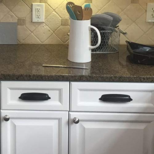 Southern Hills Black Drawer Pulls - Cup Pulls - Bin Pulls - 5 Inch Centers - Pack Of 5 - Black Cabinet Handles - Black Kitchen Hardware - Agarraderas Para Gabinetes De Cocina Shkm004-Blk-5 #TOP5