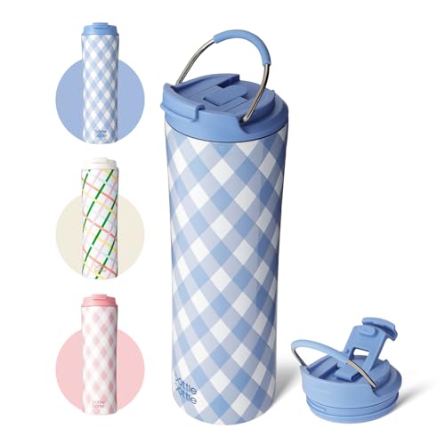 BOTTLE BOTTLE Insulated Water Bottle Coffee Tumblers with Dual-use Lid and Straw Double Walled Iced Travel Coffee Mug for Woman and Man 24oz Stainless Steel Tumbler with Handle(Skyline)