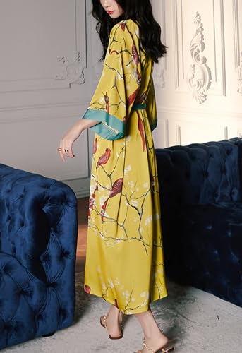 Silk Satin Robe for Women Long Japanese Kimono Robe Lightweight Soft Bathrobe Summer Luxury Dressing Gown4