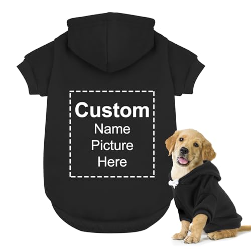 Angirlish Custom Dog Hoodie, Personalized Photo/Text Dog Clothes, Soft & Warm Puppy Sweatshirt...