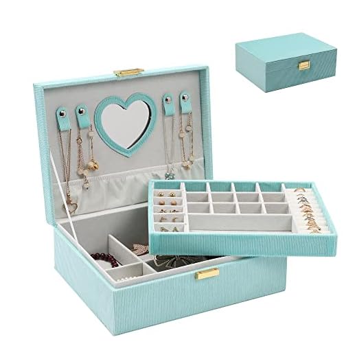 Dajasan Jewelry Boxes for Women Girls, Jewelry Organizer Box, 2-Layer Large Velvet Jewelry Box for Rings Necklaces Bracelets Watch Earring (Green)