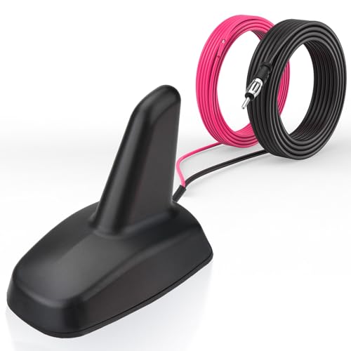 Bingfu Universal Shark Fin Antenna for Car Truck RV - FM/AM Radio Signal Booster with IP65 Waterproof, High Gain (17-23dB) Aerodynamic Roof Aerial for Urban/Rural/Remote Areas