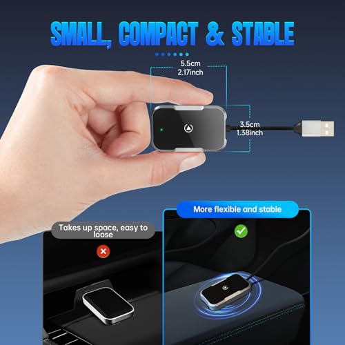 Carplay Wireless Adapter USB C/A for iPhone, 2025 Superschnelle Upgrade von Wired Car Play auf Wireless, Stabiler & Keine Latenz, Mini Plug & Play Kompatibel Autos mit Wired CarPlay & iPhone iOS 10+