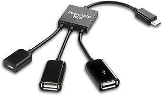 kwmobile 3-in-1 Micro USB Adapter for Smartphone and Tablet - OTG Hub Compatible with Apple Samsung Huawei Acer Microsoft Sony LG and More - Black