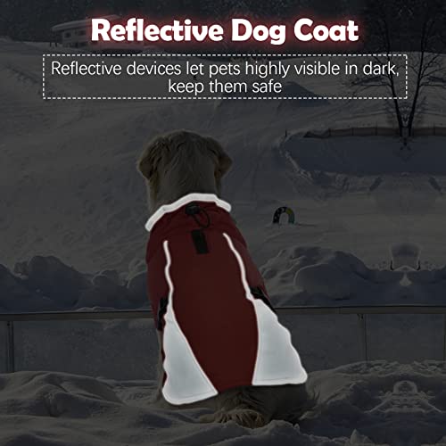 Dog Winter Coat, Reflective Dog Cold Weather Jacket, Extra Warm Fleece Lined Dog Clothes, Waterproof & Windproof Dog Coats For Small Medium Large Dogs, Dog Outfits Apparel With Adjustable Fur Collar #TOP3