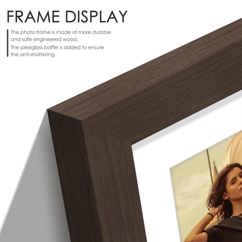 Image of DUENPY 8x16 Collage Picture Frame,5x7 Collage Picture Frame Displays Three 5x7 inch Photos, or 8x16 (Without Mat) for Available Horizontal Wall Mounting Display and Vertical, Walnut.