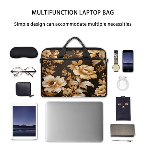 Bolso para laptop con patrón floral dorado 15 pulg miniatura 7