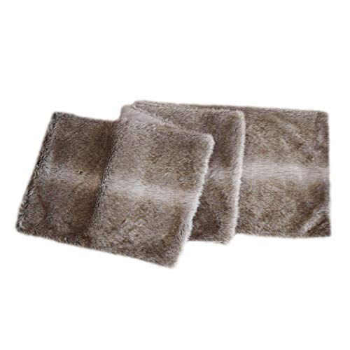 UNGROL Gireshome Deluxe Grey Brown Multi Colors, Grey Striped Faux Fur Table Runner - 13in x 90in