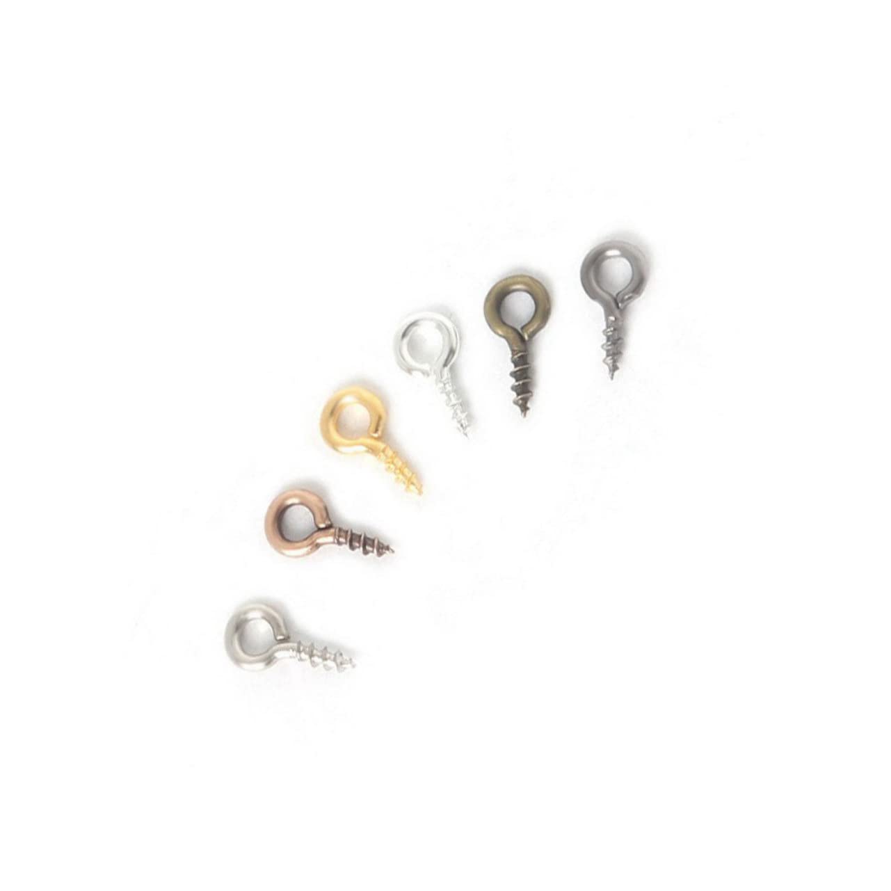 OSALADI 2sets Screw Eye Ring Threaded Hook Easy to Use for Jewelry Screw Eye Pins Craftsmanship Mixed Colors 600pcs*2