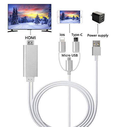 NEWCARE 3 in 1 Phone to HDMI Cable,Digital HD 1080P Lighting/Micro USB Type