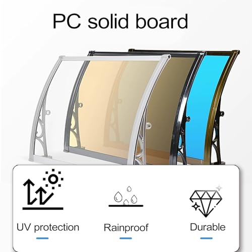 Auvent de porte extérieur transparent bleu 60x90cm avec support - 3