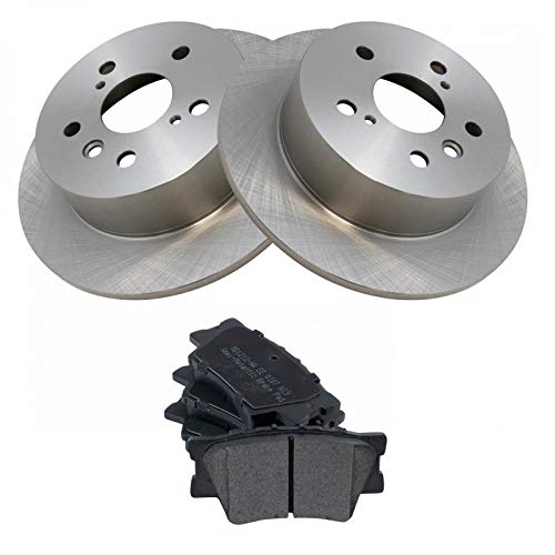 Image of TRQ Rear Brake Pad and Rotor Set Semi Metallic Solid Rotors