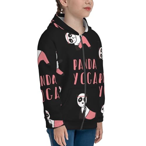 Panda Doing Yoga Kid Hoodies Boys Zip Up Sweatshirts Girls Pullover with Pocket4