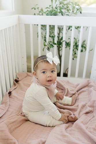 Image of Mebie Baby Muslin Quilt, Dusty Rose, 100% Cotton Baby Blanket for Girls & Boys, Newborns to Toddler, Soft Swaddle Blanket, 47 inchx47 inch