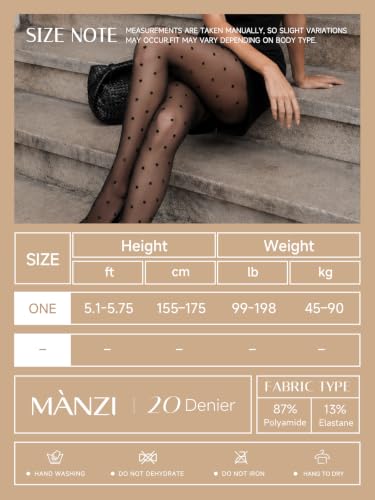 Image of MANZI 20D Polka Dot Tights for Women Patterned Stockings for Women Sheer Ultra Thin High Waist Pantyhose