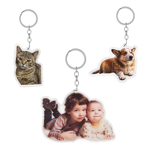 Eletizy Personalized Photo Dog Cat Acrylic Keychain Custom Keyring Backpack Pendant Gift cover